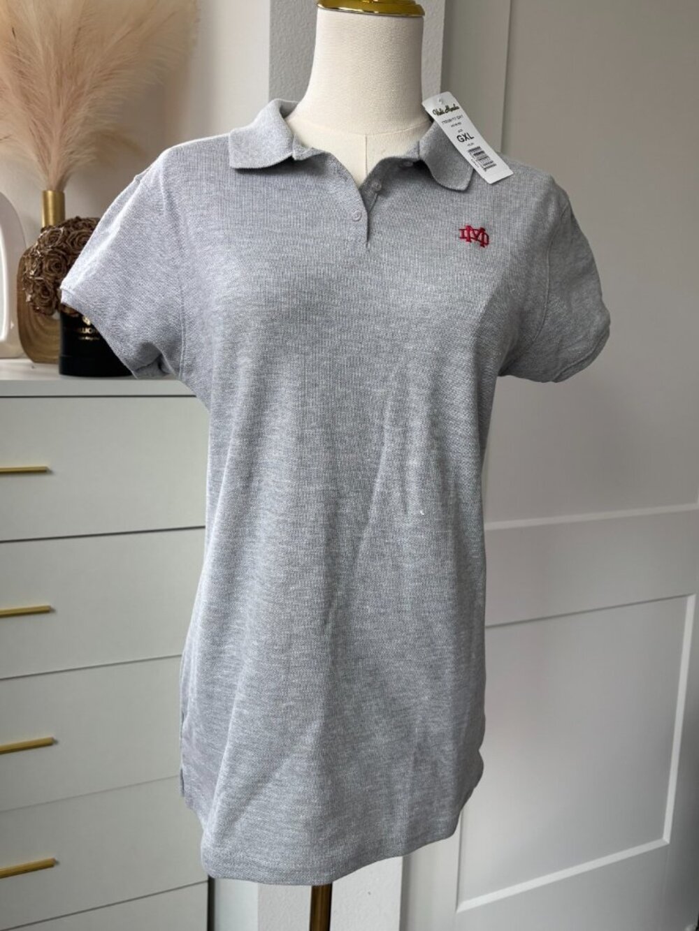 MATER DEI Vicki Marsha Uniforms Light Gray Polo Shirt Short Sleeve Sz XL - Picture 1 of 3